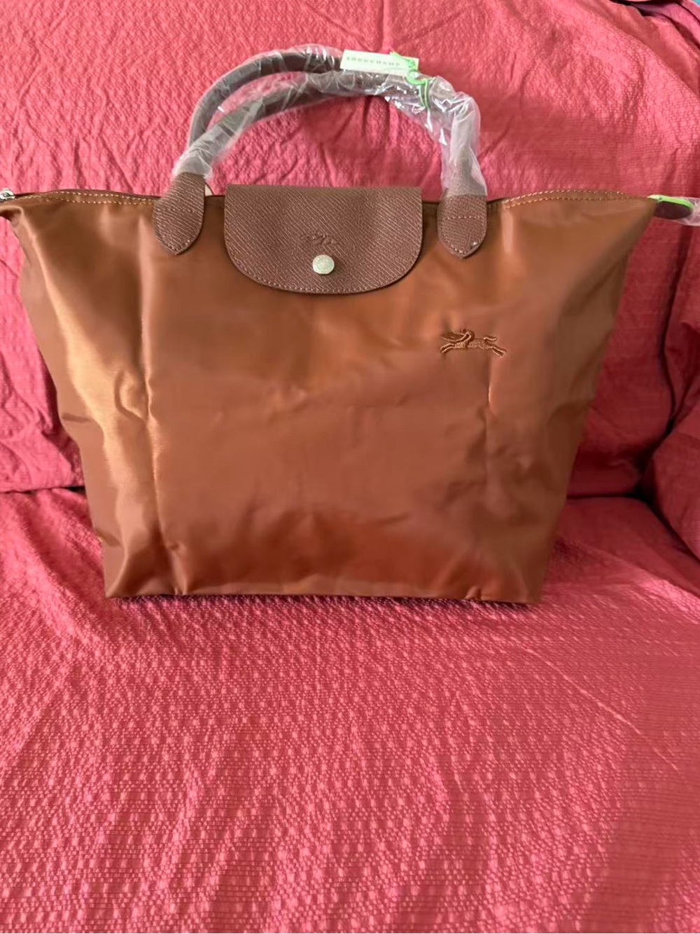 New Longchamp Cognac  Le Pliage Large Tote Bag